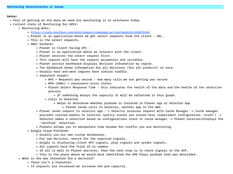 Monitoring Demonstration Notes